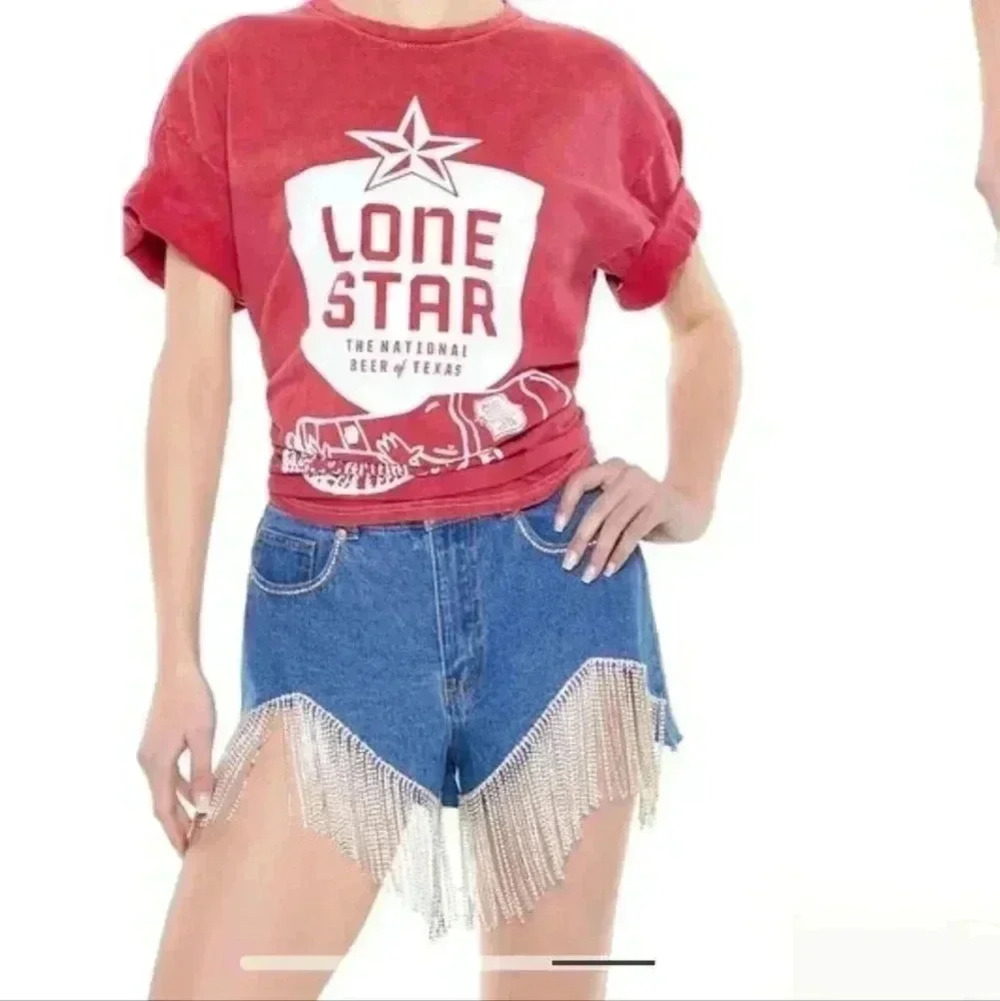 Rhinstone jean shorts